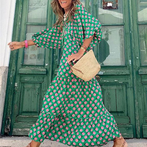 Elegant V Neck Casual Dress for Women - Boho Holiday Office Wear